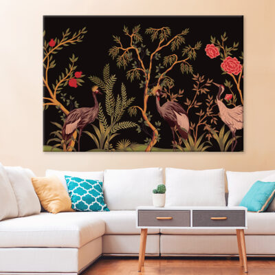 Colorful Flower Branch Border Wall Art Print 100% Australian Made