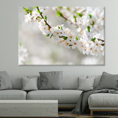 Elegant White Plum Blossom Wall Art Print 100% Australian Made