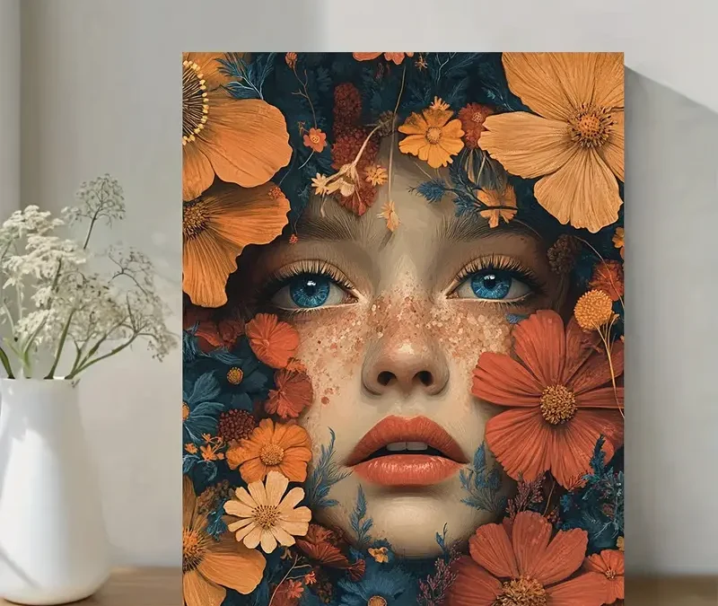 Vintage Surreal Beauty Botanical Wall Art Canvas Framed 40×60