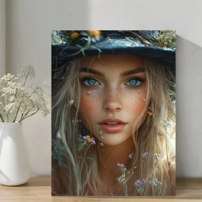 Cottagecore Wildflower Witch Wall Art Canvas Framed 40x60