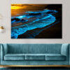 Bioluminescent Waves at Night Wall Art Print 100% Australian Made