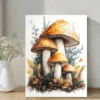 Vibrant Autumn Forest Scene with Mushrooms Wall Art Canvas Framed 40x60