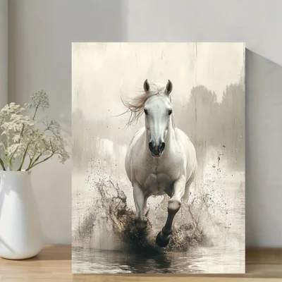 Majestic White Horse Wall Art Canvas Framed 40x60