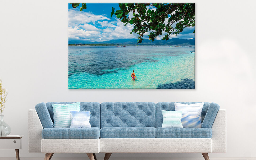 Bikini Woman in Blue Ocean    Wall Art Print 100% Australian Made