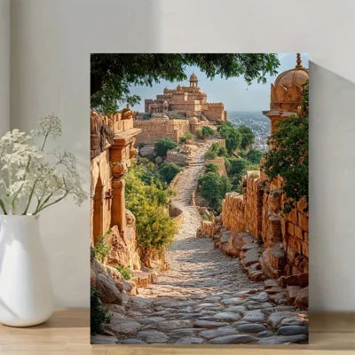 Jaisalmer Fort India, Golden Hour Landscape Wall Art Canvas Framed 40x60