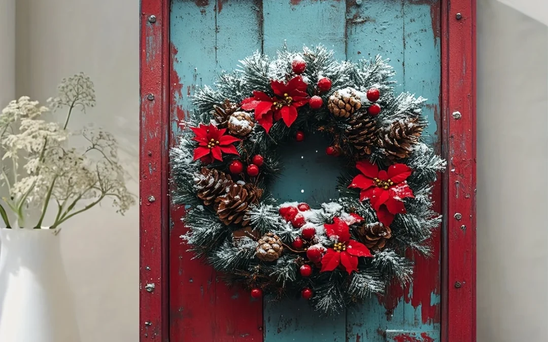 Rustic Urban Christmas ,Snowfall Scene with Graffiti  Wall Art Canvas Framed 40×60