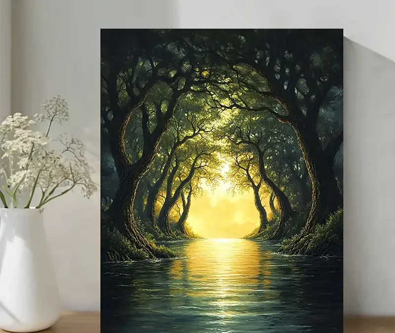 Mystical Swamp Landscape Wall Art Canvas Framed 40×60