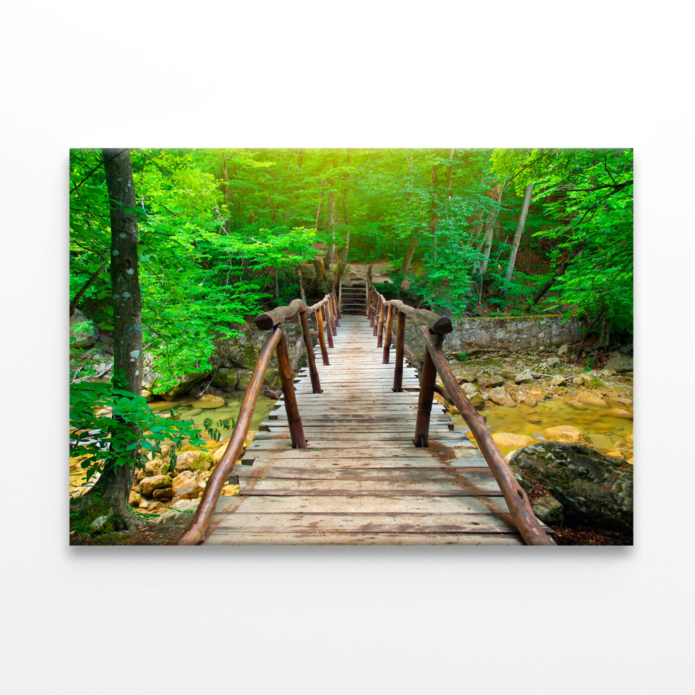 Bridge in Bright Forest, Natural Wall Art Print 100% Australian Made - Image 3