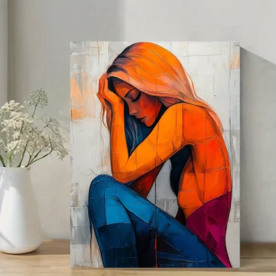 Vibrant Abstract Female Figure  Wall Art Canvas Framed 40x60