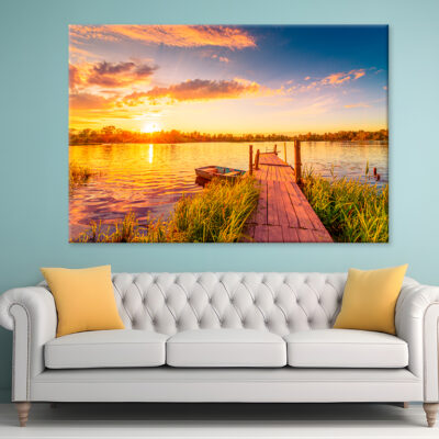 Vibrant Sunset Over The Lake Wall Art Print 100% Australian Made