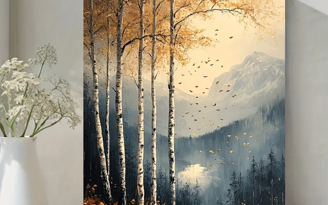 White Birch Tree Forest Landscape Wall Art Canvas Framed 40×60