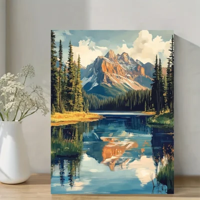 Banff National Park Canada Vibrant Landscape Wall Art Canvas Framed 40x60