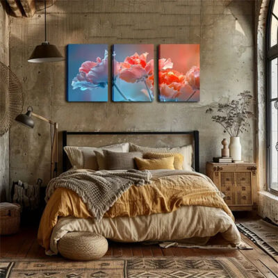 3pcs Pink Floral Design Wall Art Set Canvas Framed 40x60cm - High Quality Print 100% Australian Made Wall Canvas Ready to Hang