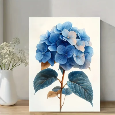 Hydrangea, Blue & Green Floral Painting Wall Art Canvas Framed 40x60