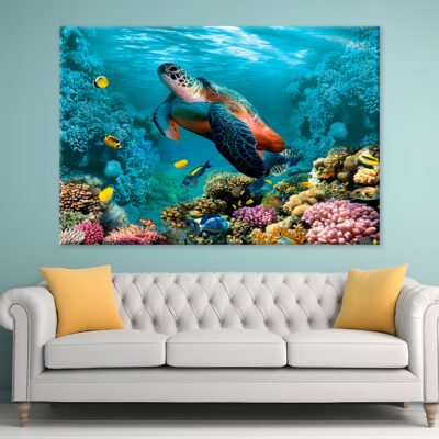 Underwater World with Turtle Wall Art Print 100% Australian Made