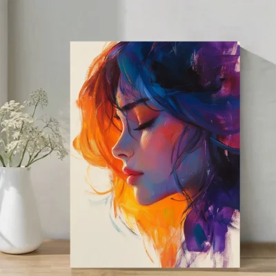 Vibrant Colorful Woman Portrait Wall Art Canvas Framed 40x60