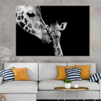 Mom and Baby Giraffe Faces Wall Art Print 100% Australian Made
