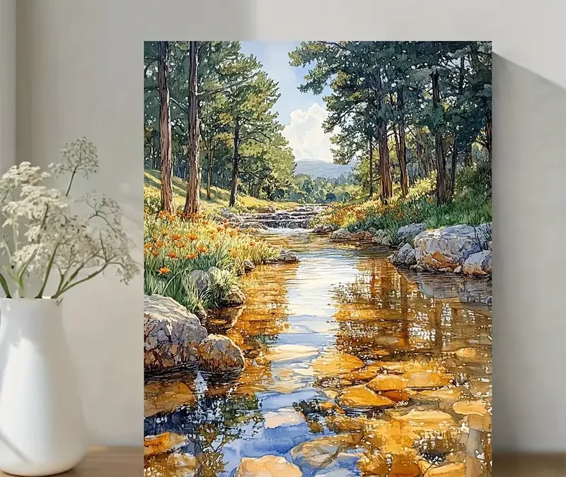 Original Hill Country Landscape Wall Art Canvas Framed 40×60