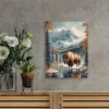 Rustic Mountain Bison ,Wildlife Landscape Wall Art Canvas Framed 40x60 - Image 2