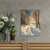 Vintage Impressionist Winter Landscape Wall Art Canvas Framed 40x60 - Image 3