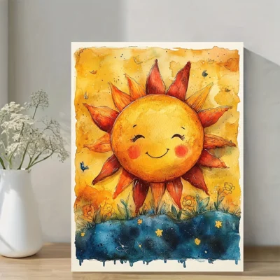 "You are my Sunshine" Nursery Vibrant Sun Wall Art Canvas Framed 40x60