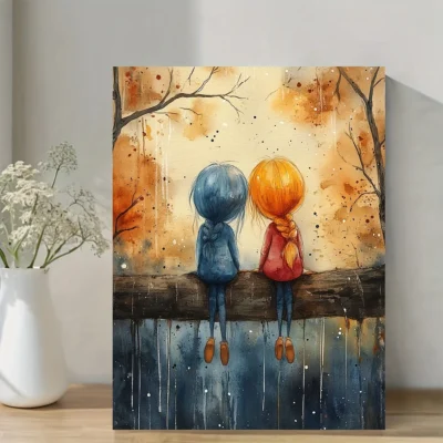 Best Friends Girl  Wall Art Canvas Framed 40x60