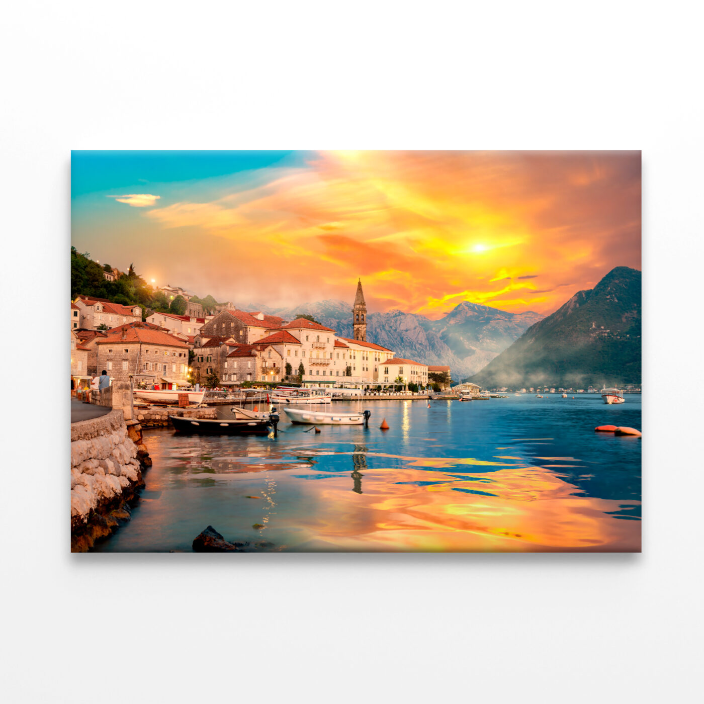 Perast in Bay of Kotor at Sunset Wall Art Print 100% Australian Made - Image 3