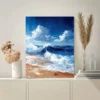Vibrant Blue Sky & White Waves Wall Art Canvas Framed 40x60 - Image 2