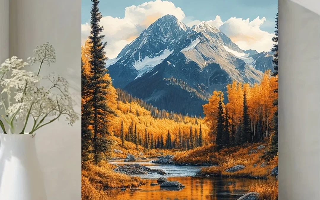 Katmai National Park Alaska Autumn Landscape Wall Art Canvas Framed 40×60