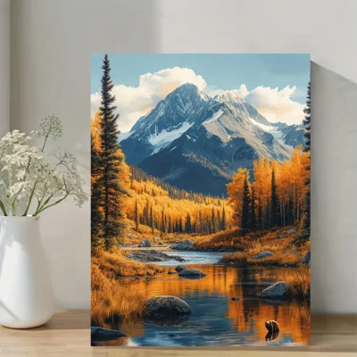 Katmai National Park Alaska Autumn Landscape  Wall Art Canvas Framed 40x60