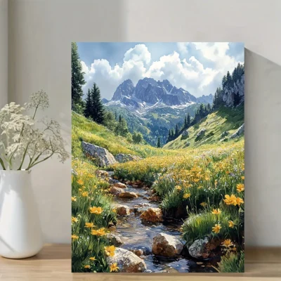 Vibrant Spring Landscape, Hiking & Nature Wall Art Canvas Framed 40x60