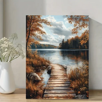 Scenic Autumn Lake Iowa Wall Art Canvas Framed 40x60