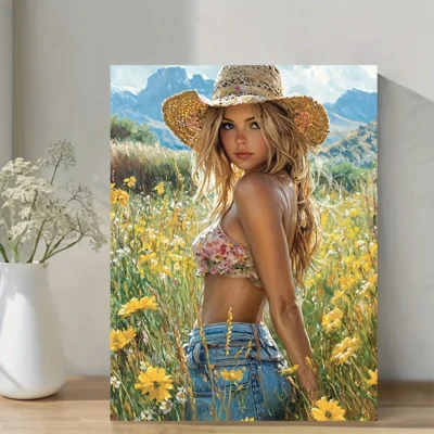 Cowgirl  Wall Art Canvas Framed 40x60