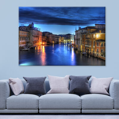 Night Canal in Venice with Lights Wall Art Print 100% Australian Made