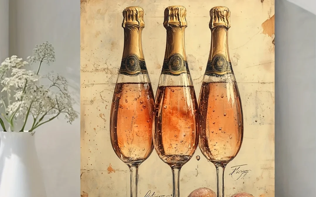 Vintage Champagne  Wall Art Canvas Framed 40×60