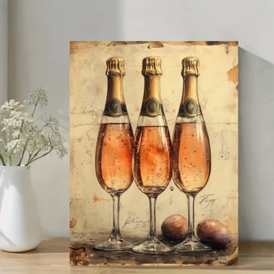 Vintage Champagne  Wall Art Canvas Framed 40x60