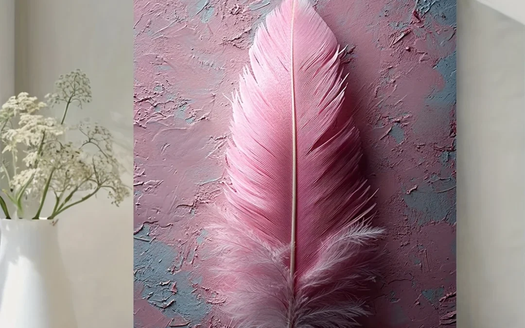 Light Pink Feather on Textured Brick Background Wall Art Canvas Framed 40×60