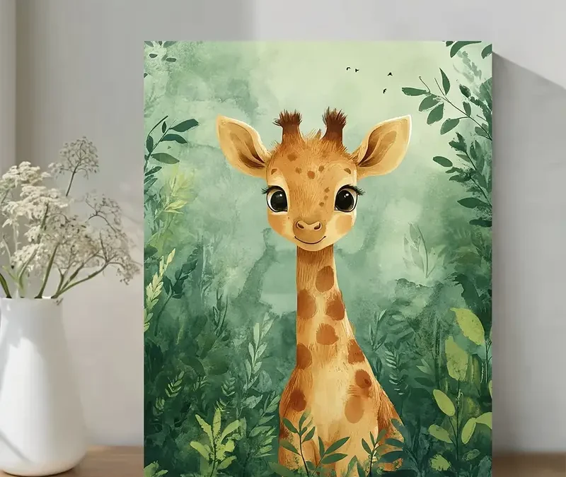 Giraffe Birth Stats Wall Art Canvas Framed 40×60