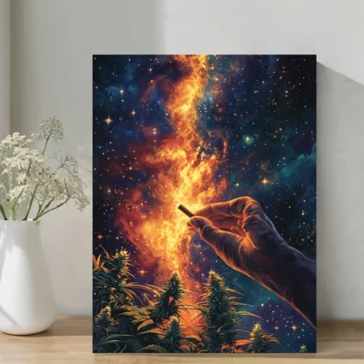 Cosmic Space & Vintage Design with Hand Passing Joint Wall Art Canvas Framed 40x60