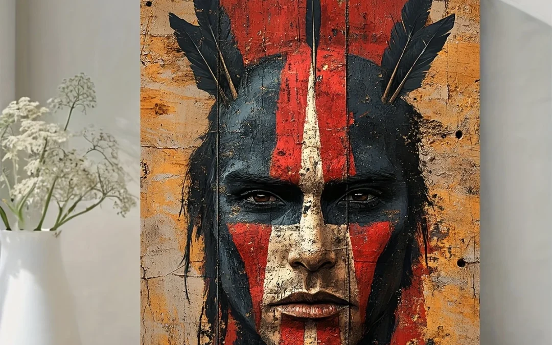 Native American Painting Wall Art Canvas Framed 40×60