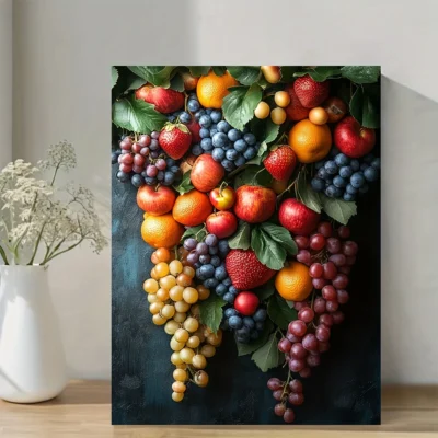 Vibrant Fruit - Colorful Citrus, Berry, Grape Wall Art Canvas Framed 40x60