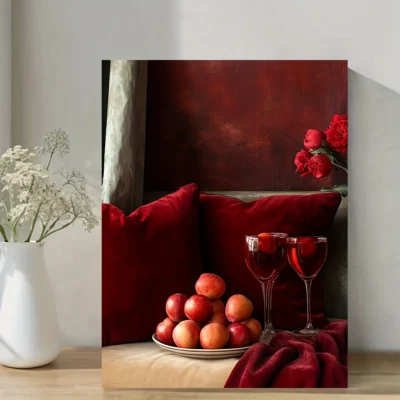 Romantic Red & Black Still Life  Wall Art Canvas Framed 40x60