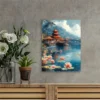 Mid-Century Modern Indonesian Temple Wall Art Canvas Framed 40x60 - Image 3