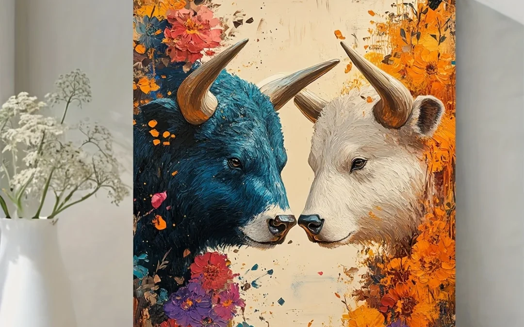 Abstract Bulls Oil Painting  Wall Art Canvas Framed 40×60