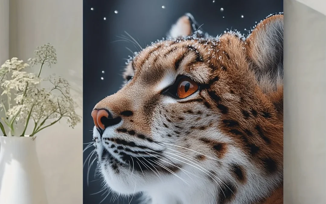 Snow Leopard Wall Art Canvas Framed 40×60