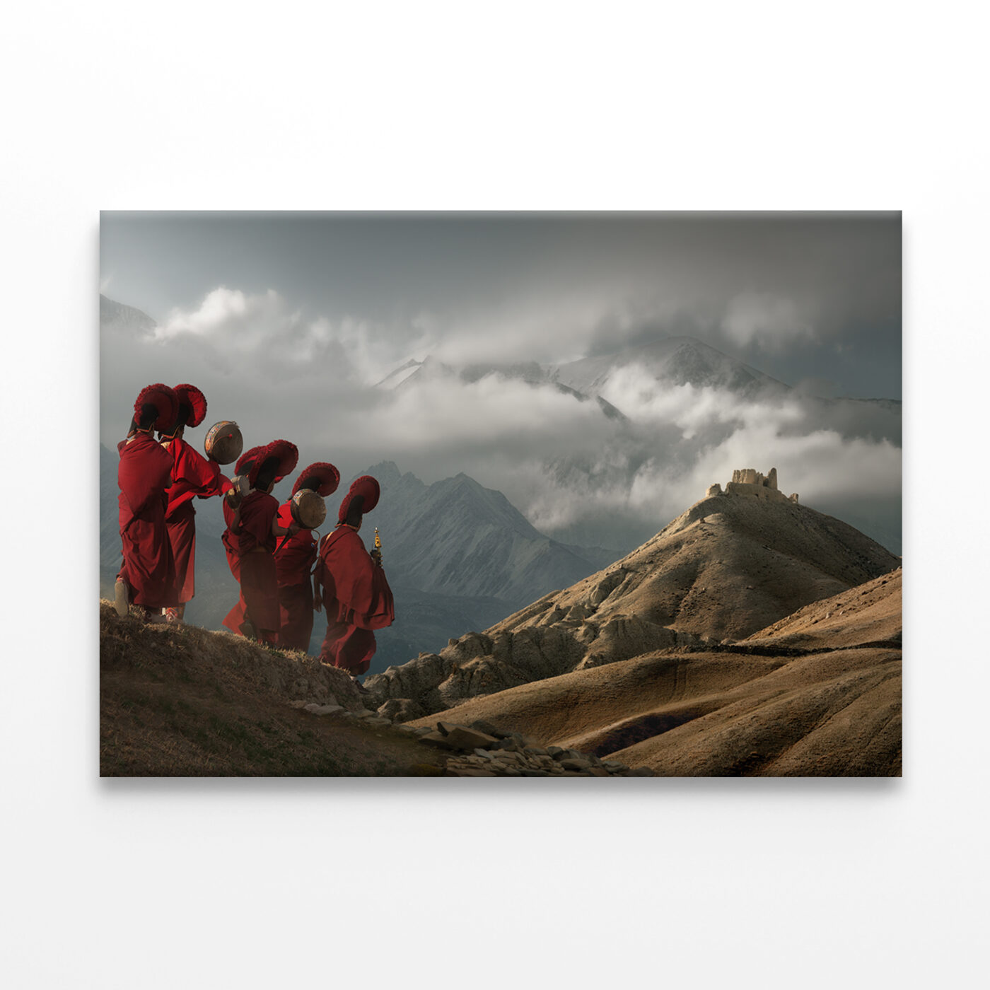 Young Monks Walking to Temple Wall Art Print 100% Australian Made - Image 3