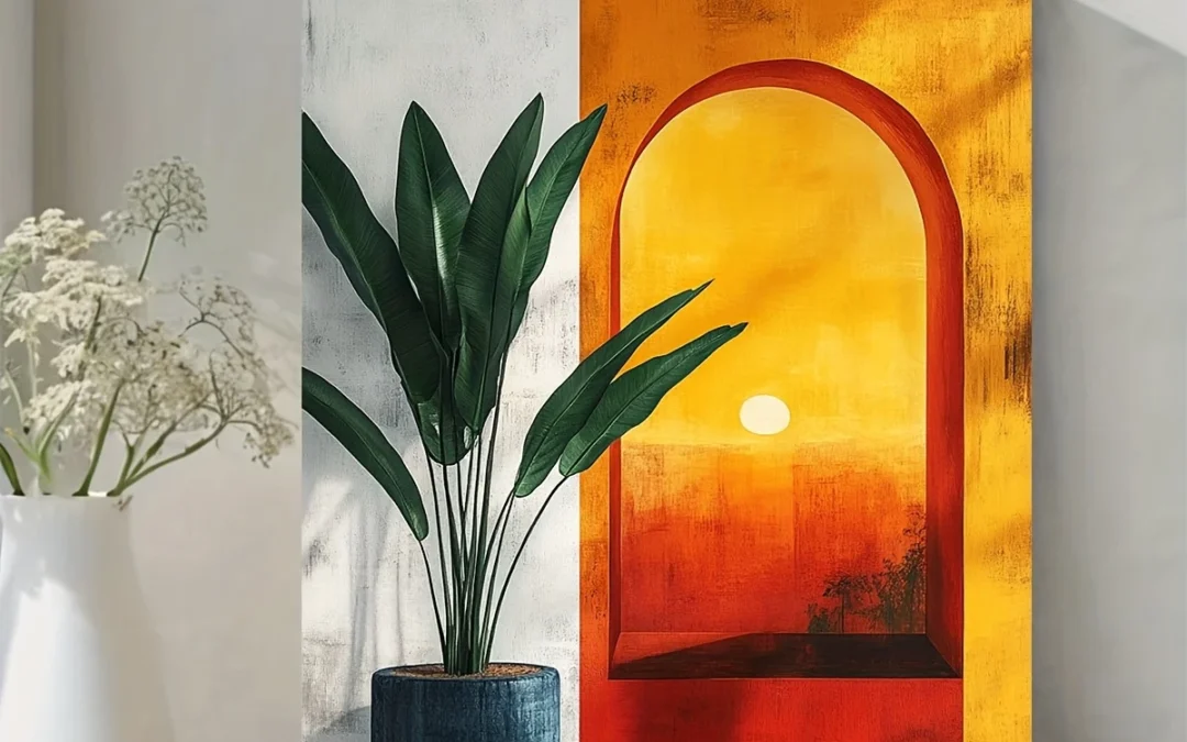 Dual Sunset & Archway  Wall Art Canvas Framed 40×60