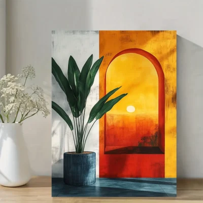 Dual Sunset & Archway  Wall Art Canvas Framed 40x60