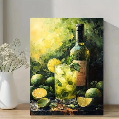 Vibrant Alcohol Gimlet Wine  Wall Art Canvas Framed 40x60