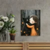 Whimsical Hugging Black Cat Wall Art Canvas Framed 40x60 - Image 2